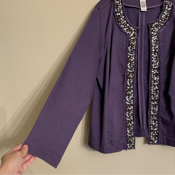 Draper’s & Damon’s Jacket Size L Purple Evening Beaded Blazer - Picture 9 of 16